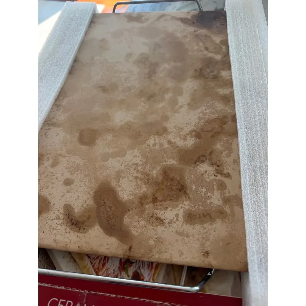 Sur La Table 13x15 Ceramic Pizza Stone with Wire Handle Frame Baking Stone EUC
